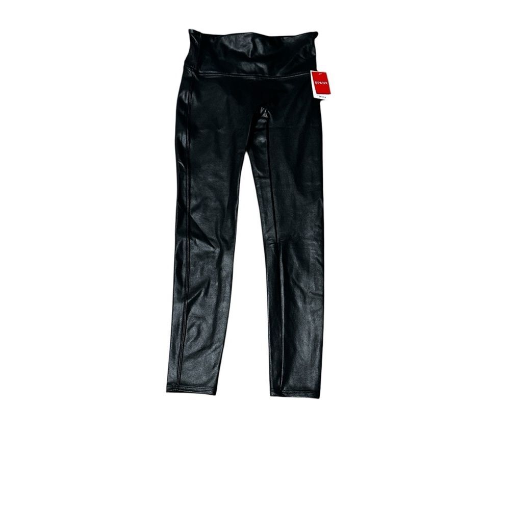 NWT SPANX Faux Leather Black Leggings Size Large